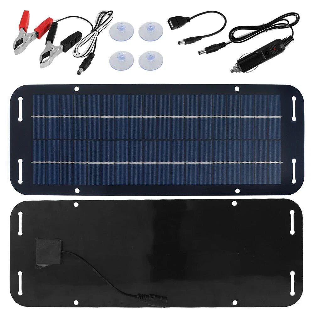 30W Solar Panel 12V Trickle Charger Battery Charger Kit Maintainer Boat Car RV