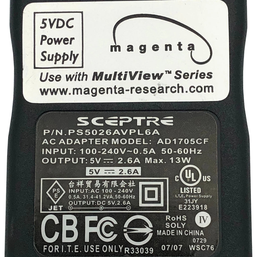 NEW Genuine Sceptre AC Power Adapter PS-5026AVPL6A Charger AD1705CF 5V 2.6A