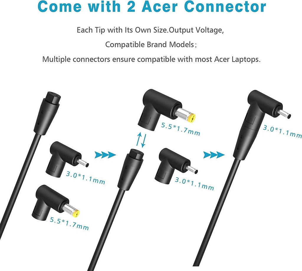 19V 65W 45W Power Adapter Charger for Acer Aspire TravelMate Laptop 5.5mm/3.0mm