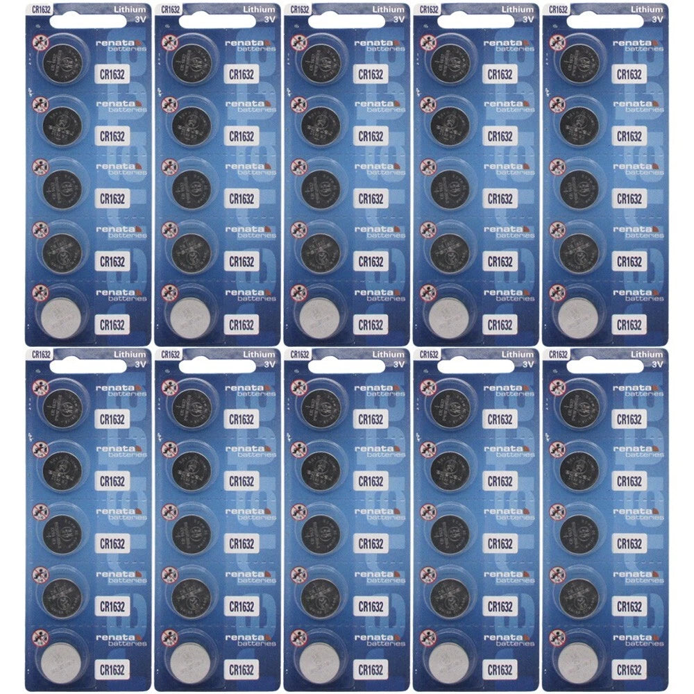 50 CR1632 1632 Lithium 3V Batteries By Renata