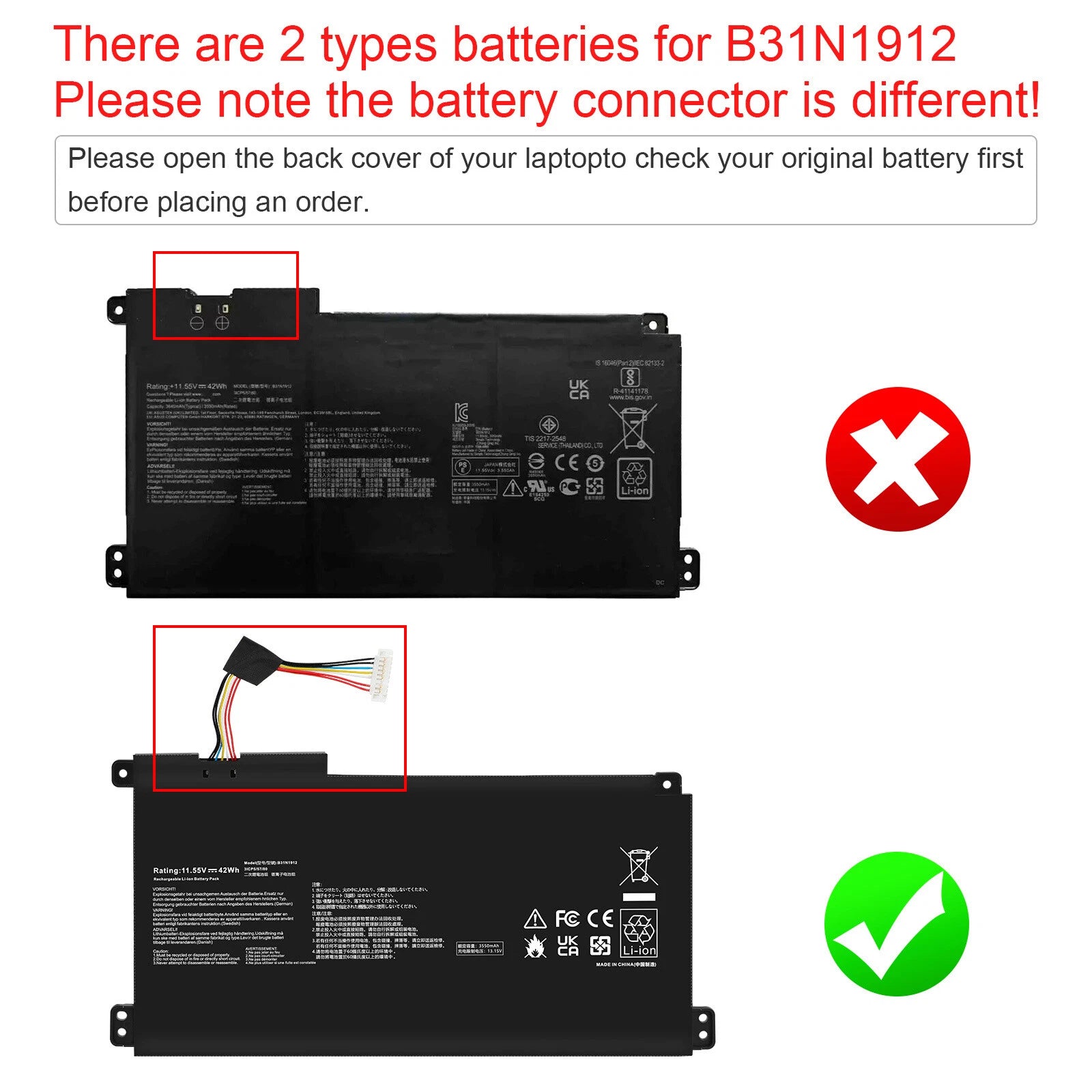 Battery for ASUS VivoBook14 L410MA E410M E410MA E510MA B31N1912 0B200-03680200