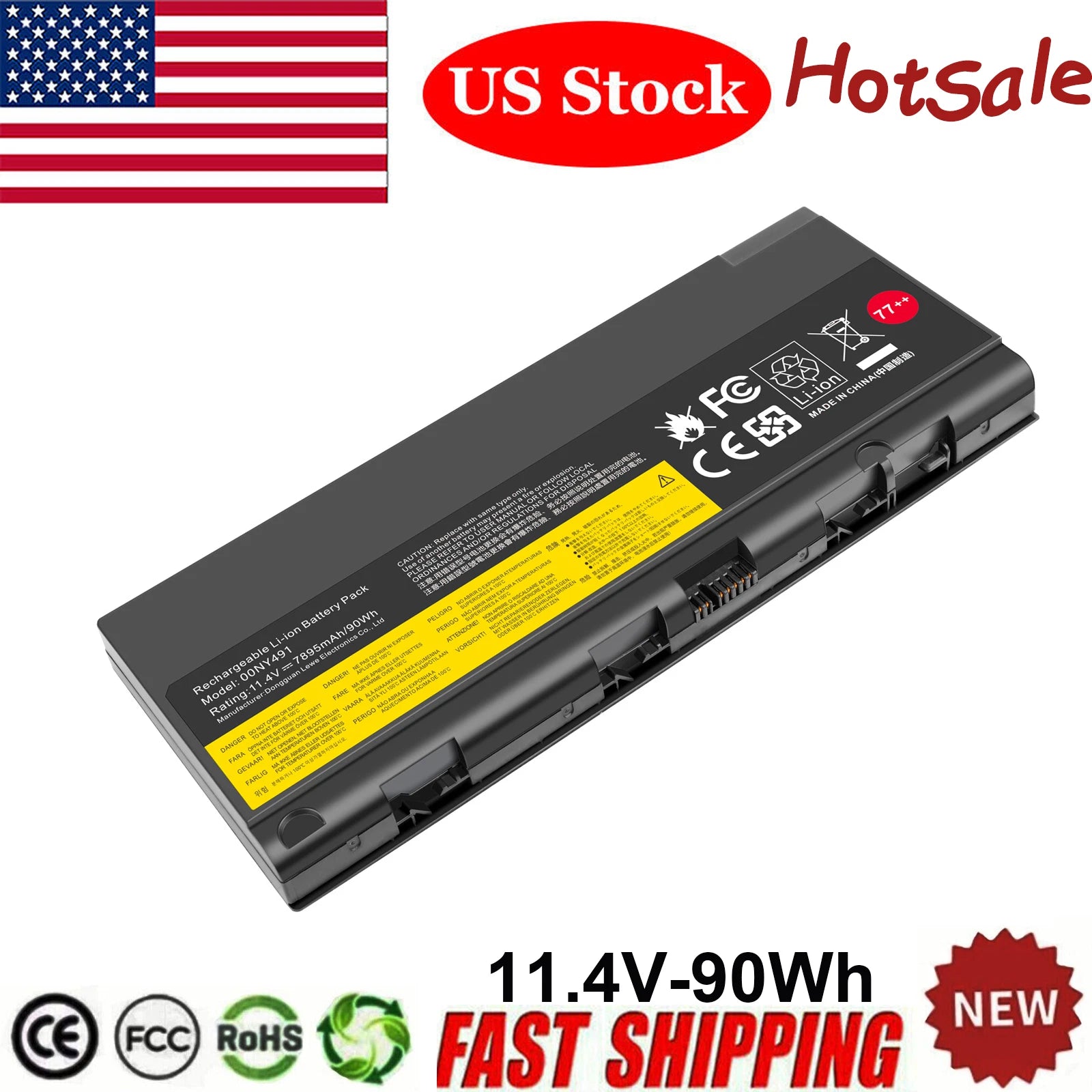 01AV477 00NY493 77+ Battery For Lenovo Thinkpad P50 P51 P52 01AV495 00NY490 90Wh