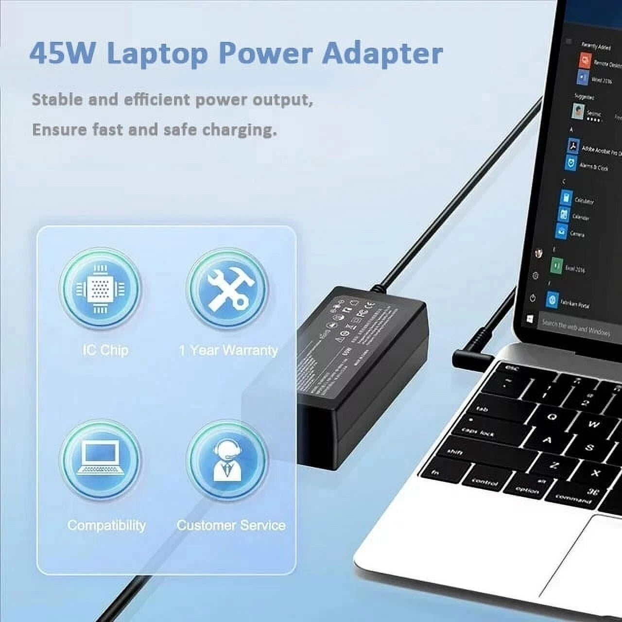 Laptop Charger AC Adapter for HP Stream 14-cb161wm 6SH03UA 45W 19.5V 2.31A power