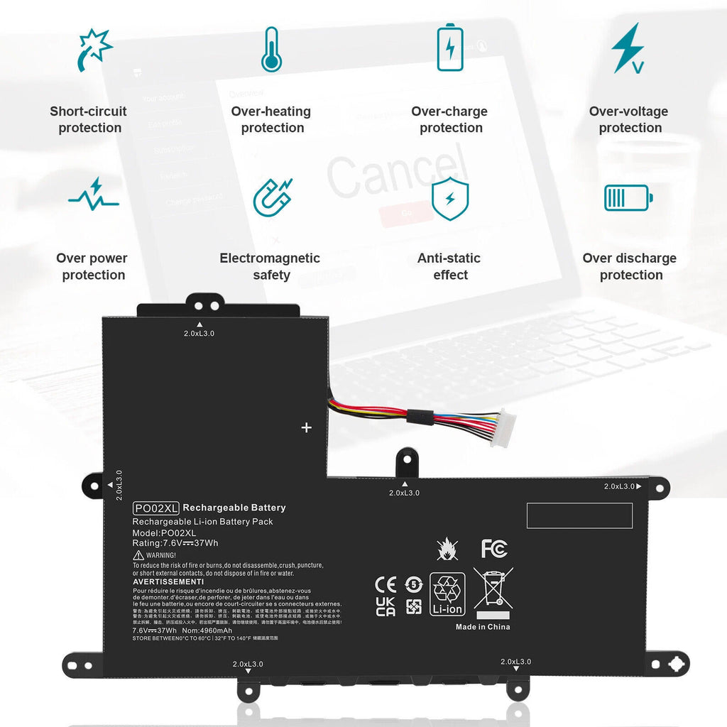 PO02XL For HP Stream Notebook - 11-r010nr 11-R Battery 824560-005 HSTNN-DB7