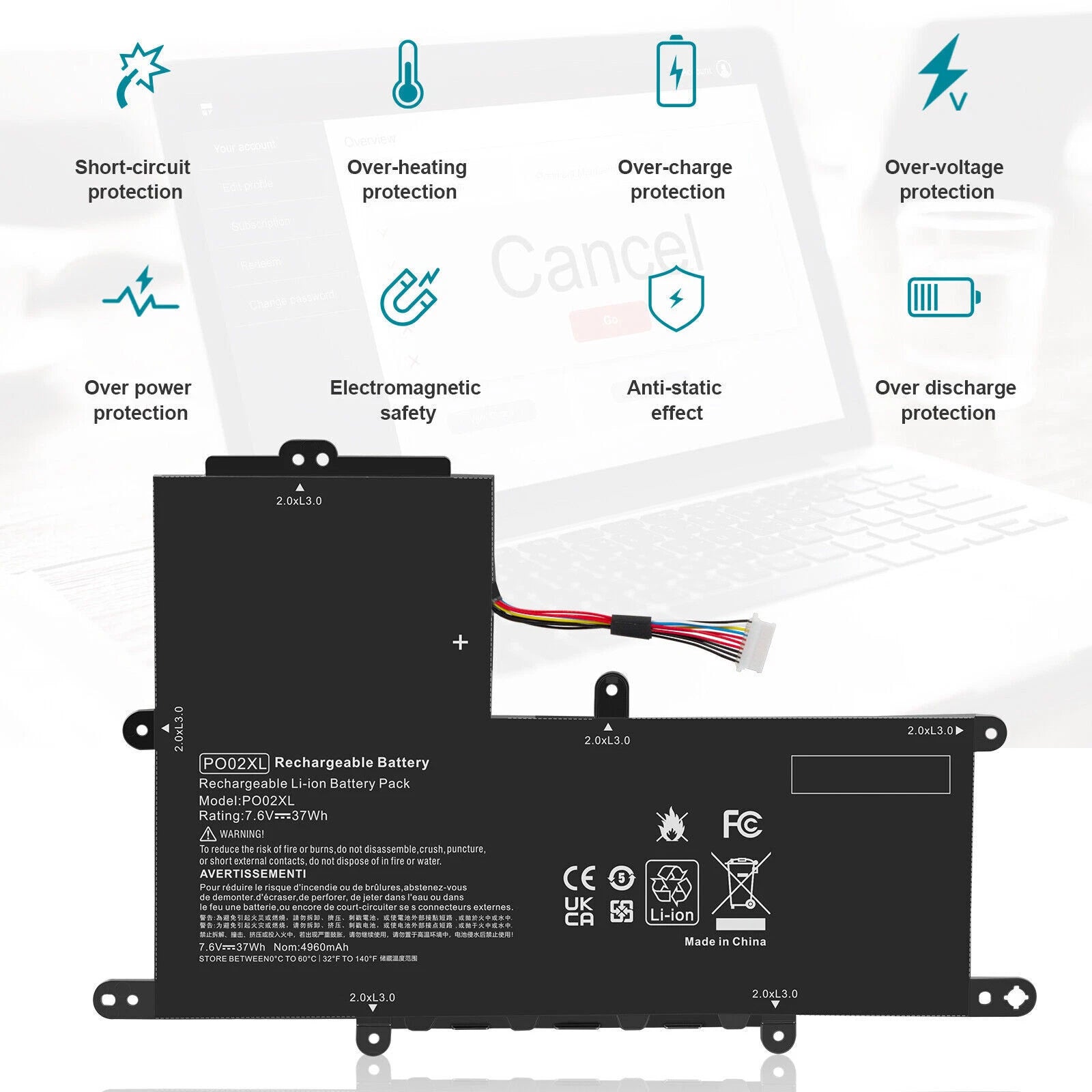 PO02XL For HP Stream Notebook - 11-r010nr 11-R Battery 824560-005 HSTNN-DB7