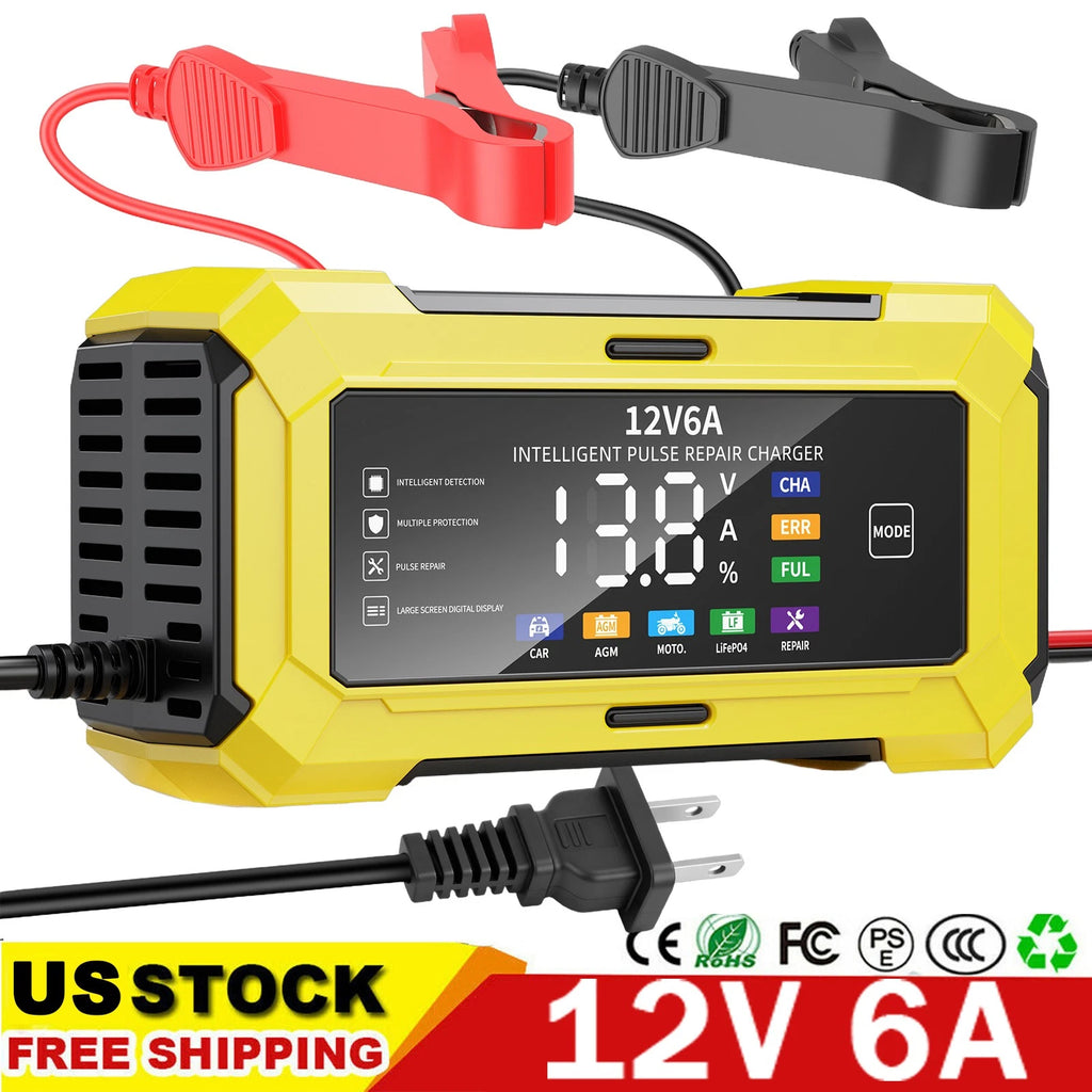 12V Automatic Car Battery Charger for LiFePO4 Maintainer Trickle Repair Lithium