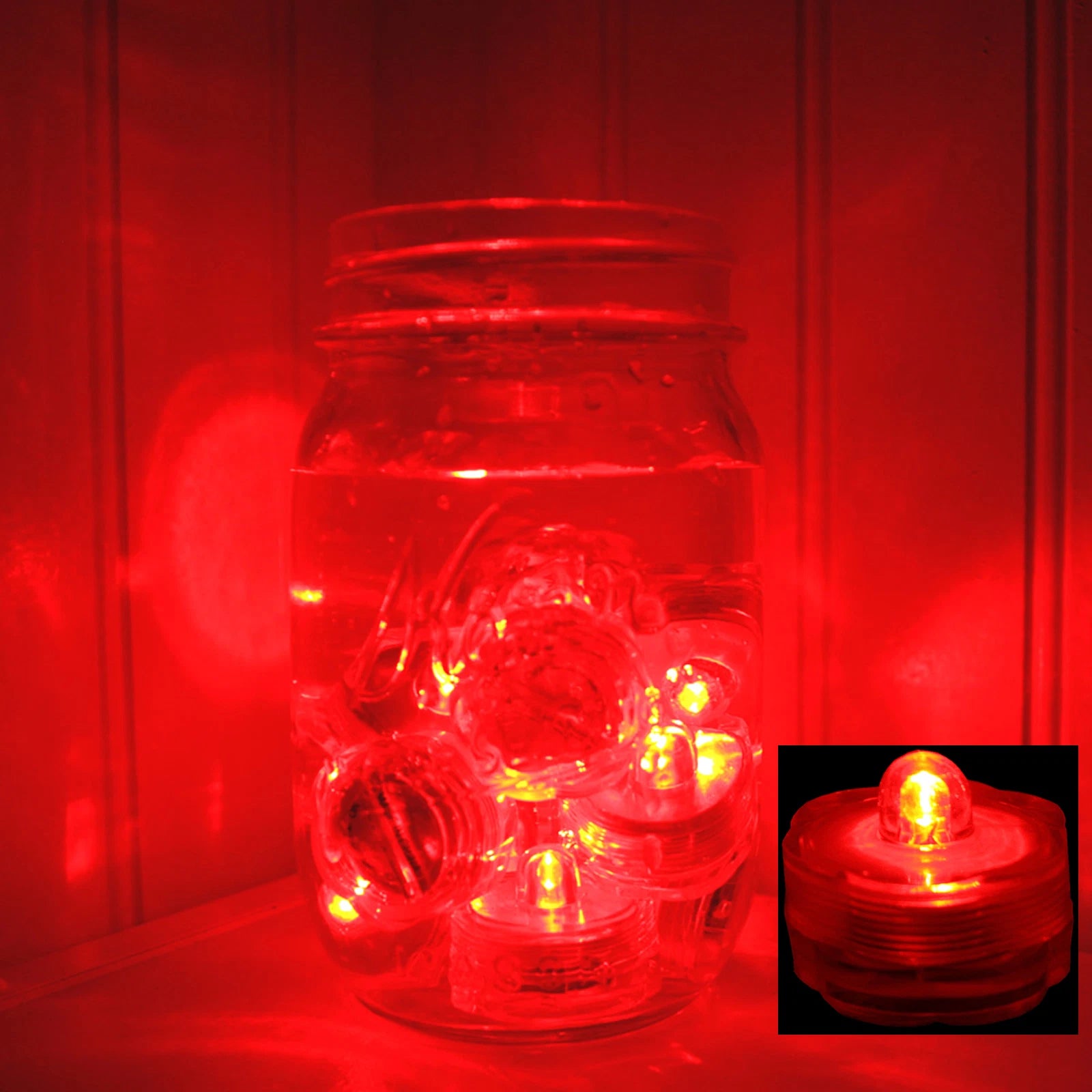 (RED) 24 pcs LED Submersible Battery Tea Lights WEDDING CENTERPIECE- FREE US SHP