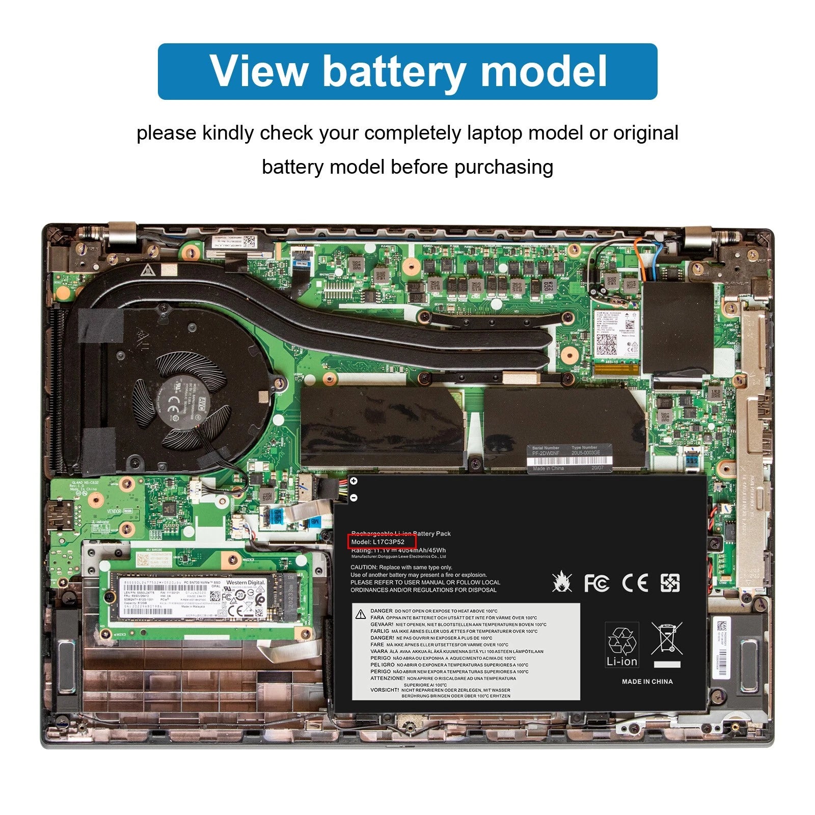 L17C3P52 L17L3P52 L17M3P53 Battery for Lenovo ThinkPad L480 L490 L14 L15 Gen 2
