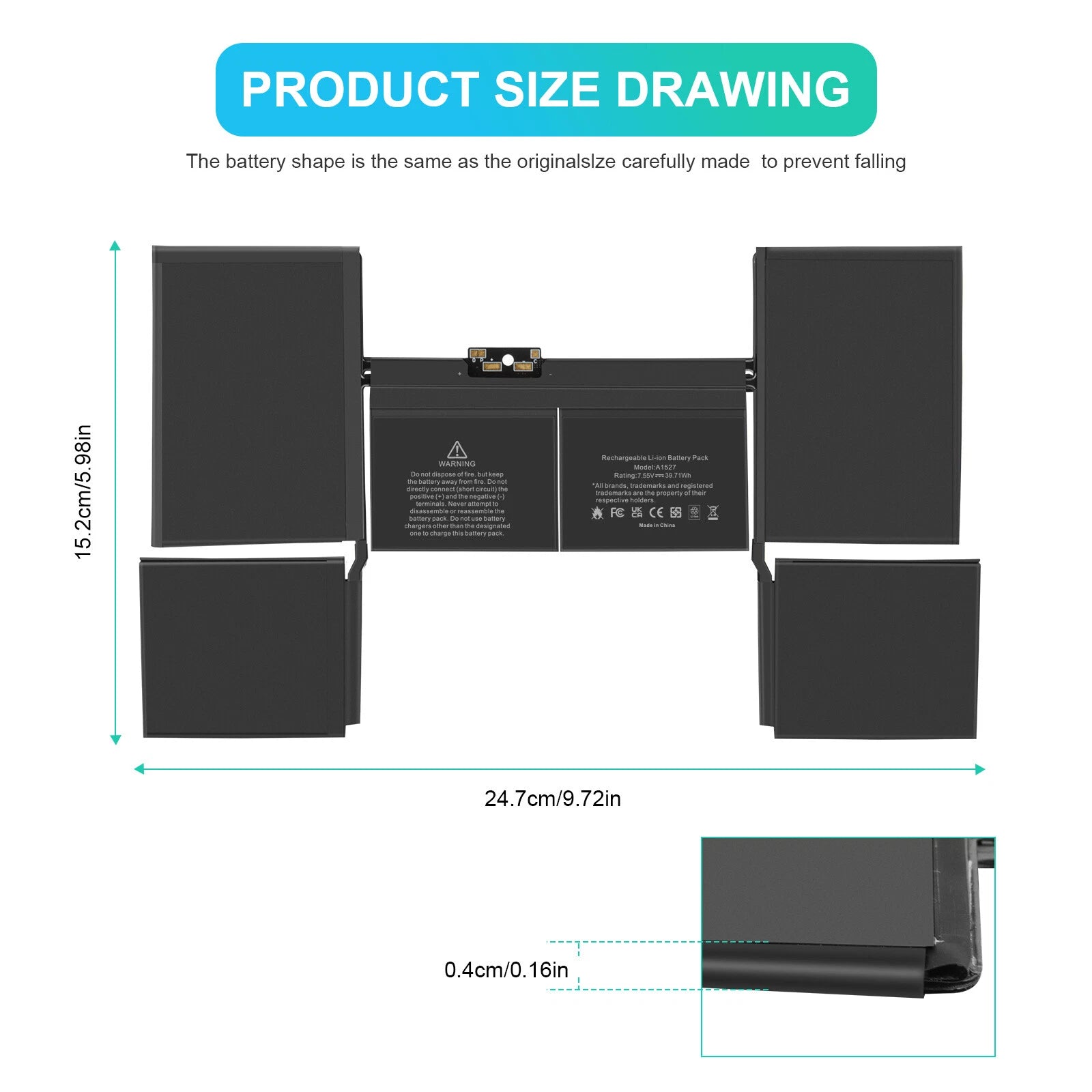 A1527 A1705 Battery For Apple MacBook 12" Retina A1534 2017 2016 2015 EMC 2746