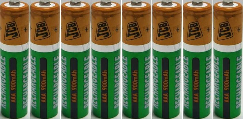 New 8 Pcs 900mAh JCB NiMH AAA Rechargeable Batteries