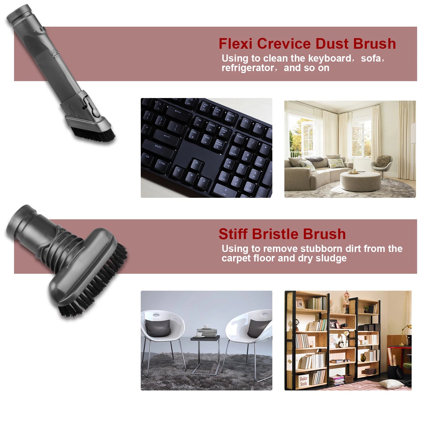 5Pcs Brush Attachments Kit for Dyson V6 Accessories Fit with DC16 DC24 DC34 DC59