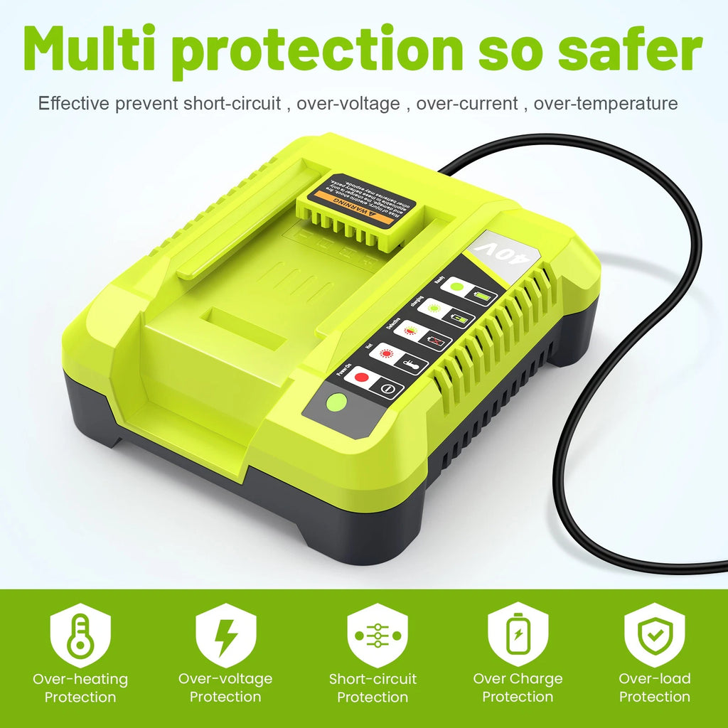 40V Rapid Charger For Ryobi 40 Volt OP406VNM Lithium Battery OP408VNM OP40602