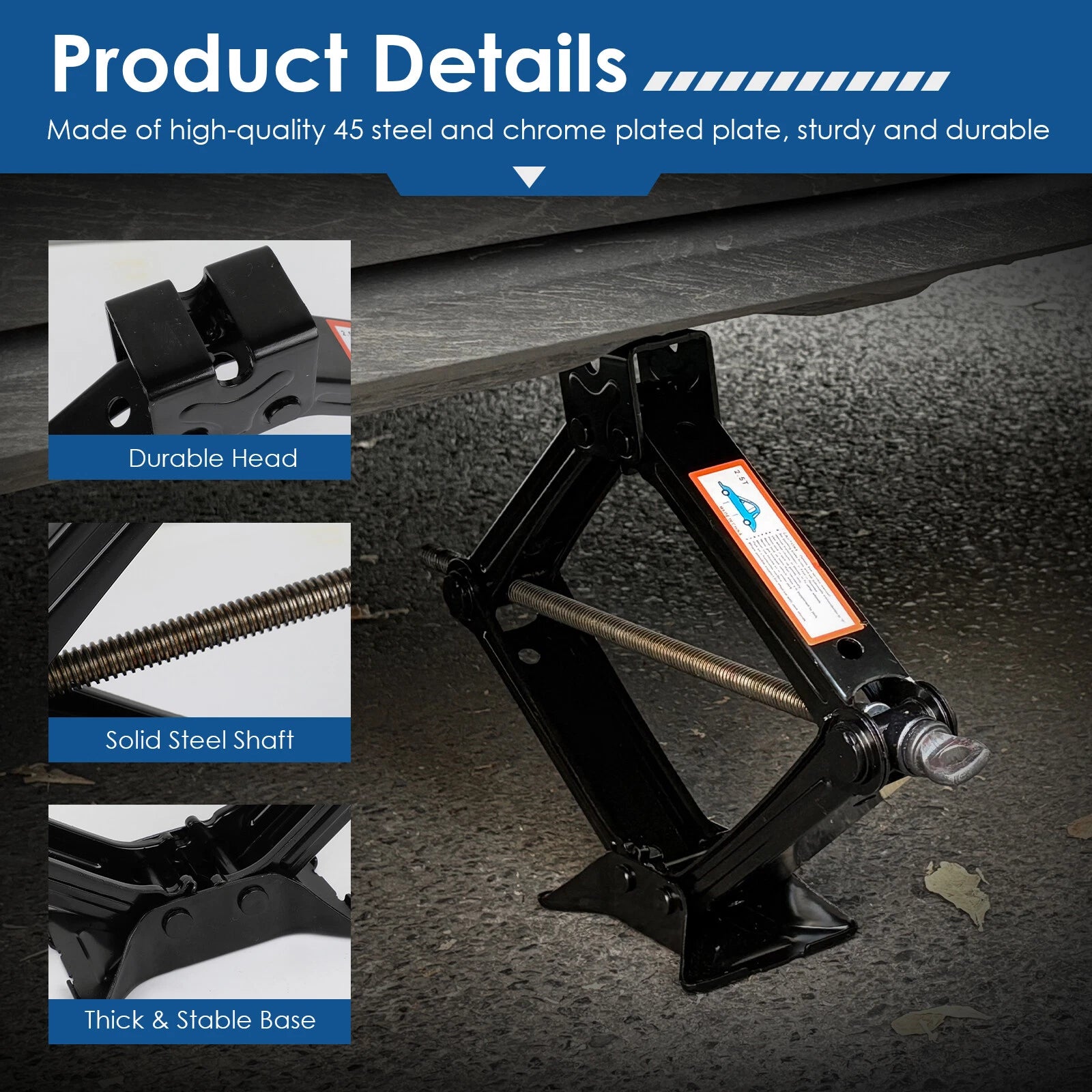 2.5Ton Scissor Jack Handle Crank or Wheel Lug Wrench Tool Kit Car Garage Tire