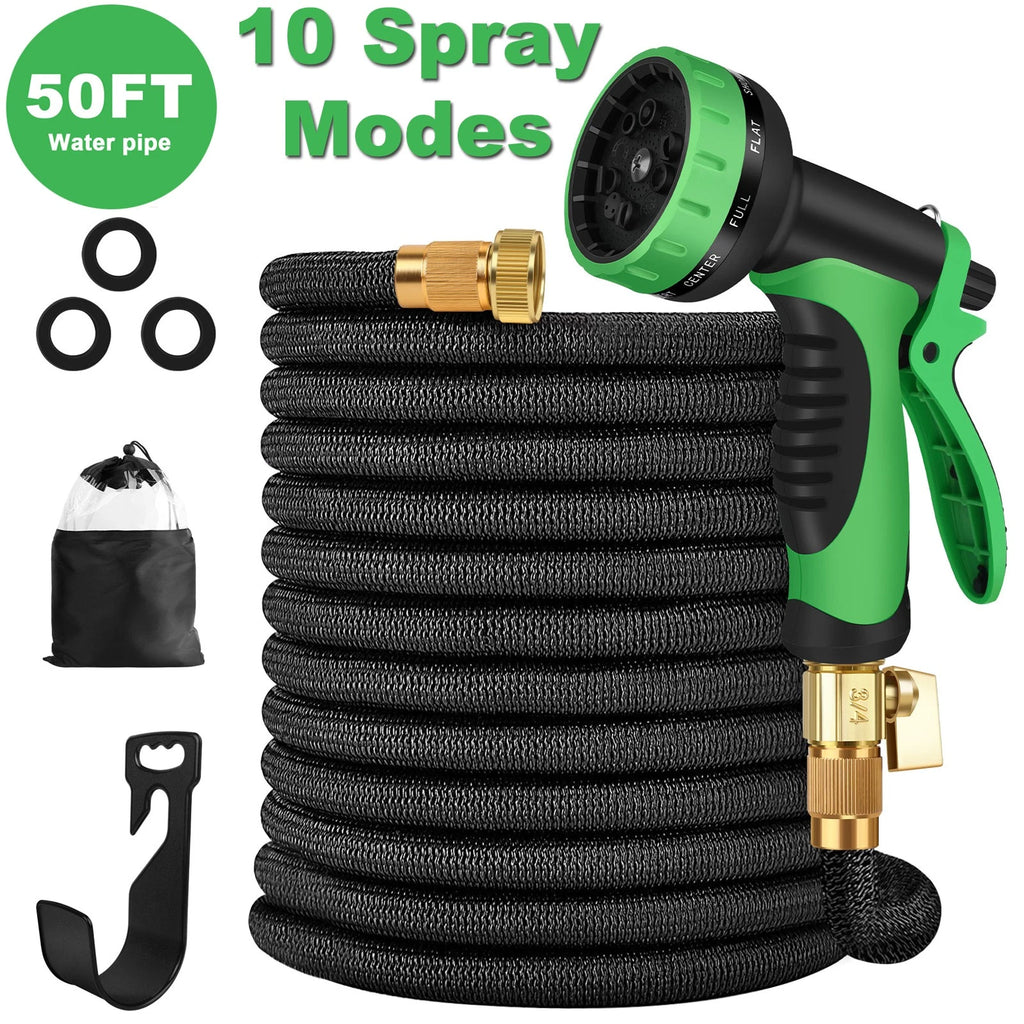 Stronger Expandable 3X Flexible Garden Hose Water Hose w Spray 50,75,100,150FT