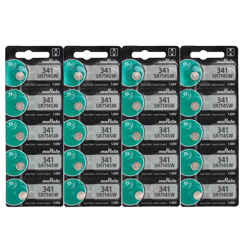 20 pc 341 MURATA Watch Batteries SR714SW 341 0% MERCURY