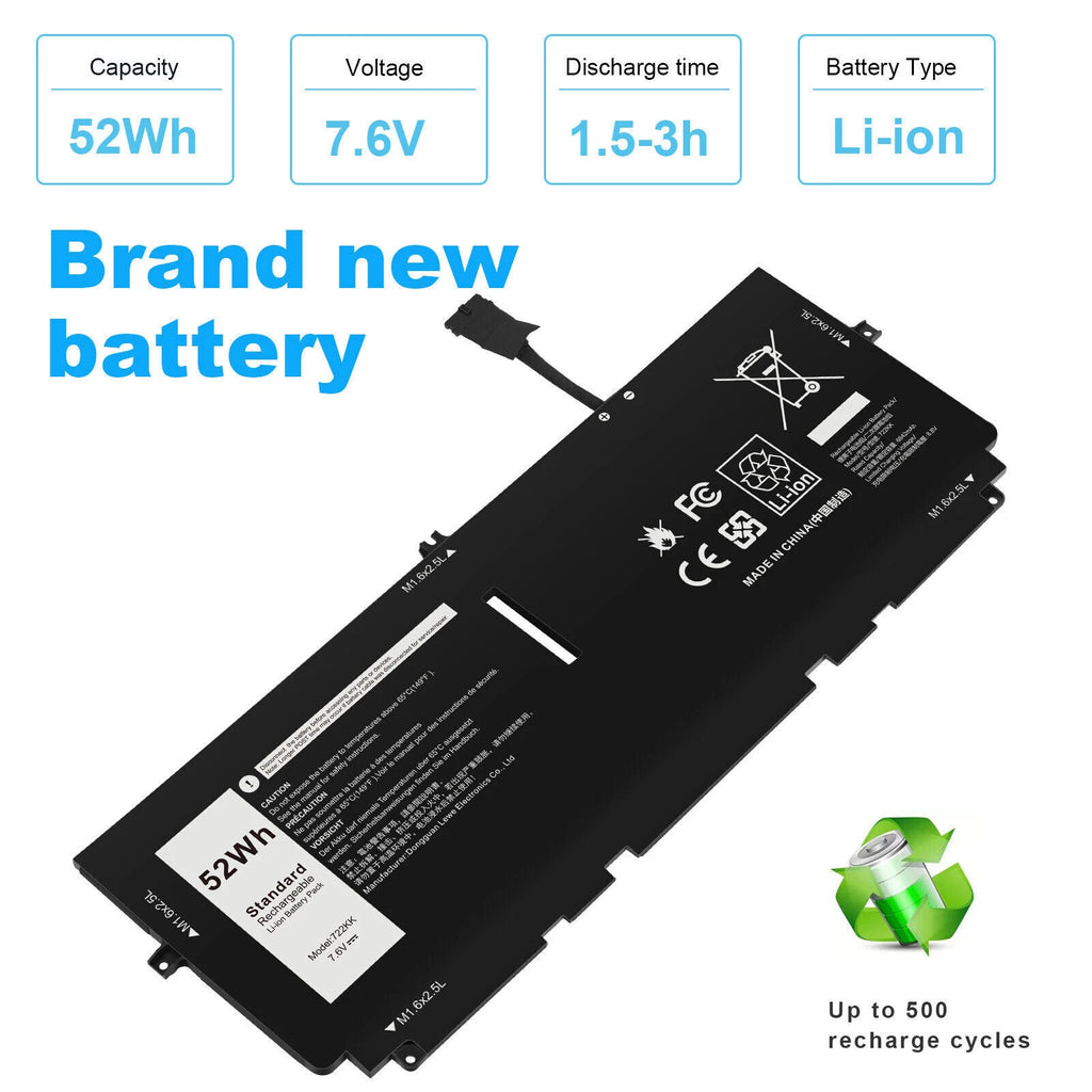 52WH 722KK Laptop Battery For DELL XPS 13 9310 9300 0WN0N0 WN0N0 02XXFW 2XXFW