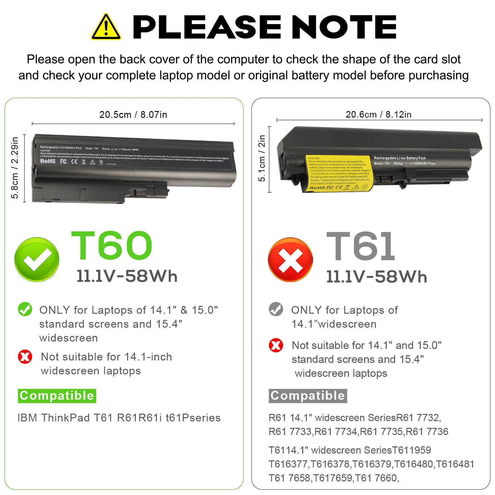 6 Cell Battery for IBM Lenovo Thinkpad T60 T61 R60 R61 R500 T500 W500 R61i T60p