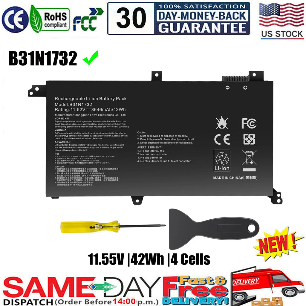 NEW Battery B31N1732 for ASUS X430FN X430UN B31BI9H VivoBook S14 S430FA S430UA
