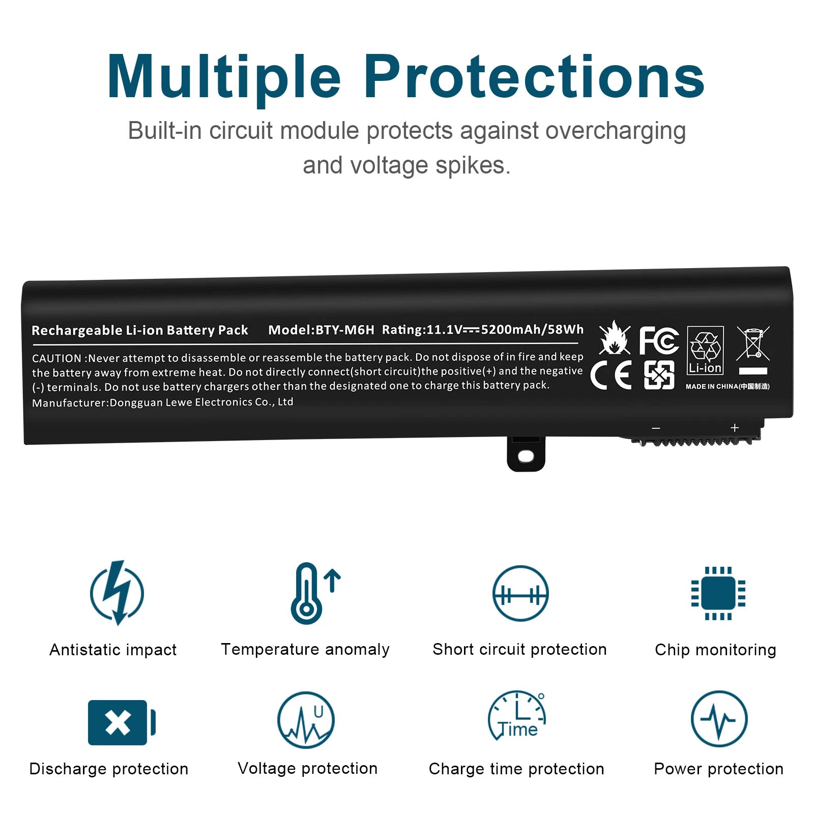 For MSI GL65 GL75 Leopard Series 11.1V 5200MAH BTY-M6H Battery S9N-746H280-SB3