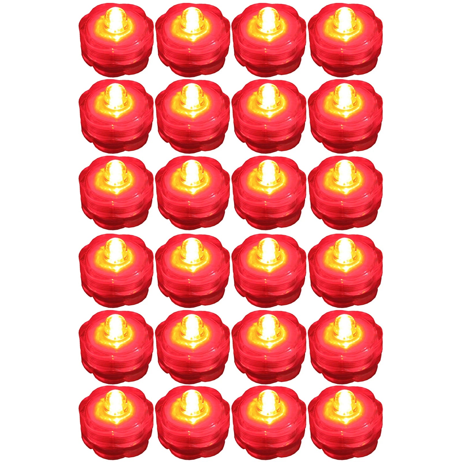 (RED) 24 pcs LED Submersible Battery Tea Lights WEDDING CENTERPIECE- FREE US SHP