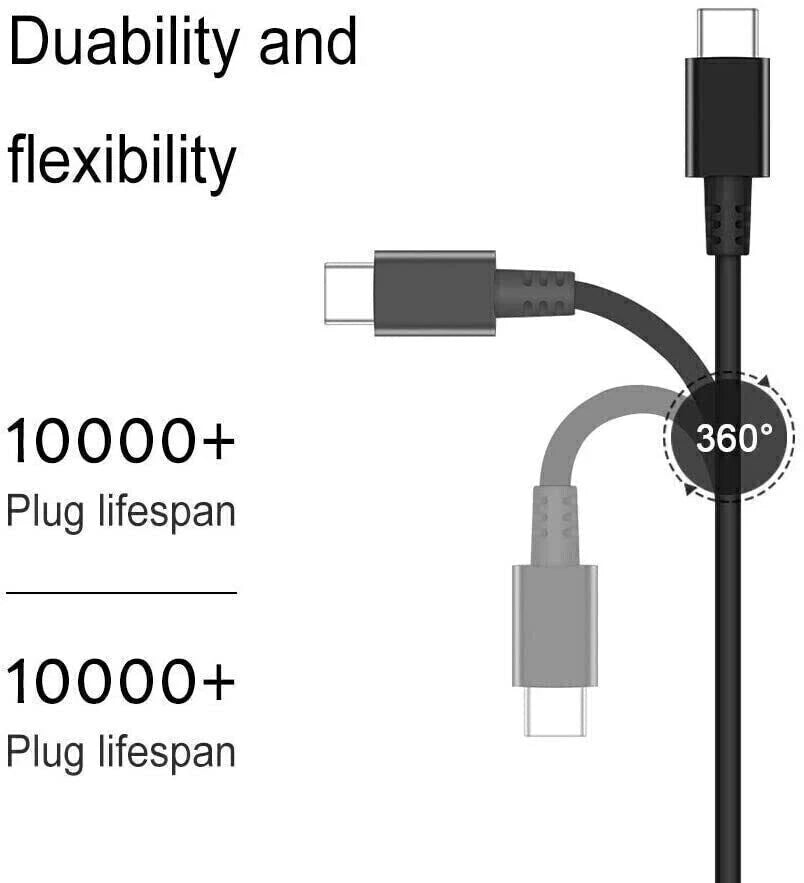 65W watts Laptop USB C Charger For HP x360 LENOVO X1 Carbon Dell XPS Power Cable