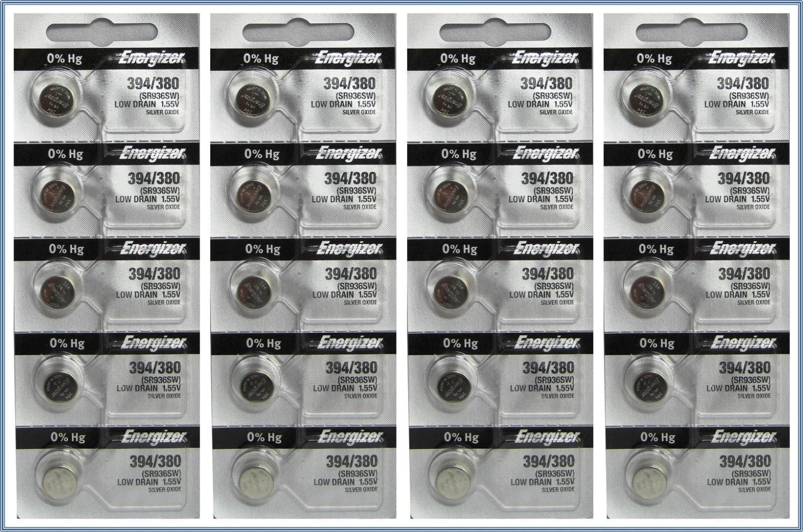 20 Pk Energizer 1.55V Silver Oxide SR936SW SR936W Battery
