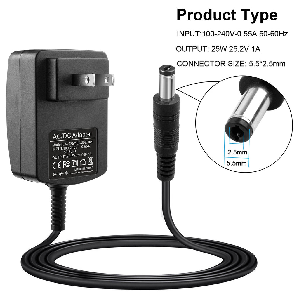 24V Power Cord for Hypervolt Massage Gun HPI5300000100 53000 001-00 Charger