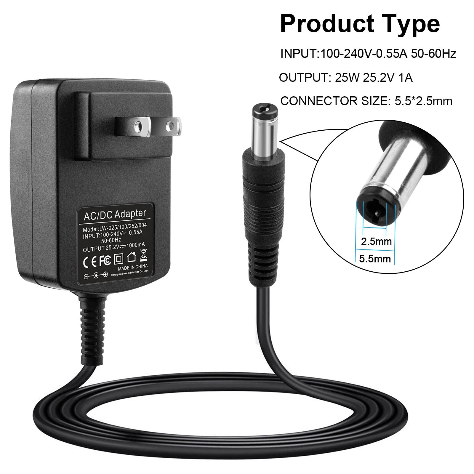 24V Power Cord for Hypervolt Massage Gun HPI5300000100 53000 001-00 Charger