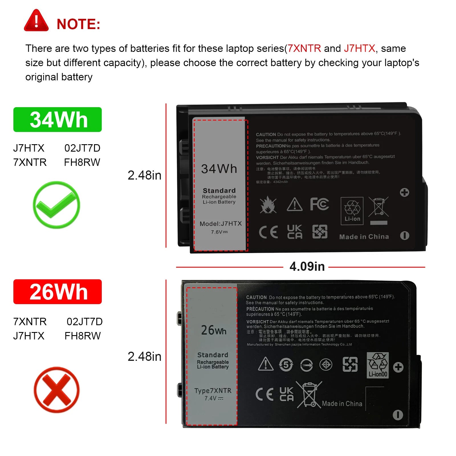For Dell Latitude 12 7212 Rugged Tablet J7HTX 34Wh Li-Ion Battery- 2JT70