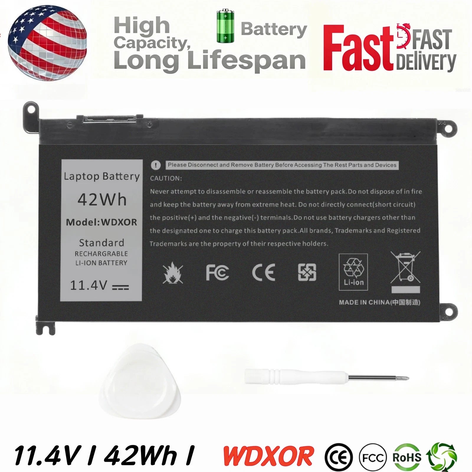 Laptop Battery For Dell Inspiron 15 5567 5568 13 5368 7368 7569 7579 WDXOR WDX0R