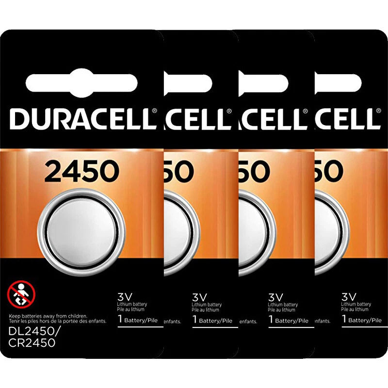 4 Pcs Duracell 2450 DL2450 CR2450 3V Coin Cell Lithium Button Battery