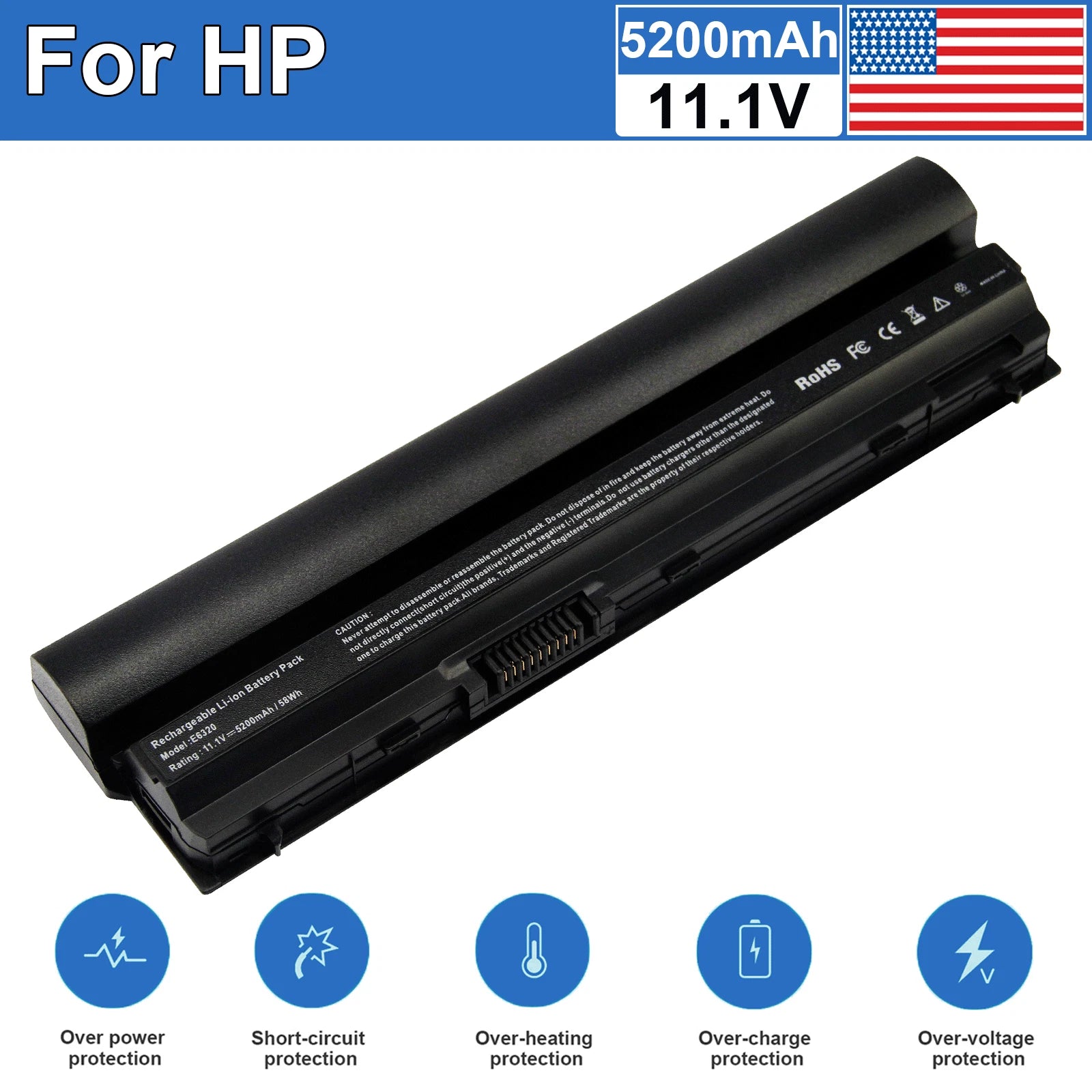 Battery for Dell Latitude E6220 E6230 E6320 E6330 E6430S 11HYV J79X4 5200mAh