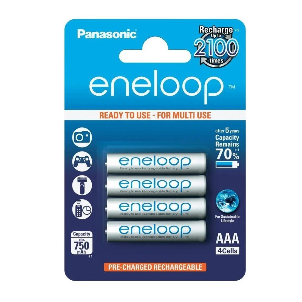 Panasonic Eneloop AAA 4 BK-4MMCE/4BE Rechargeable Batteries min 750 mAH