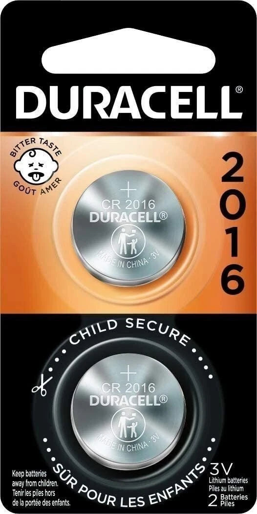 Duracell - 2016 3V Lithium Coin Battery - with bitter coating - 2 count