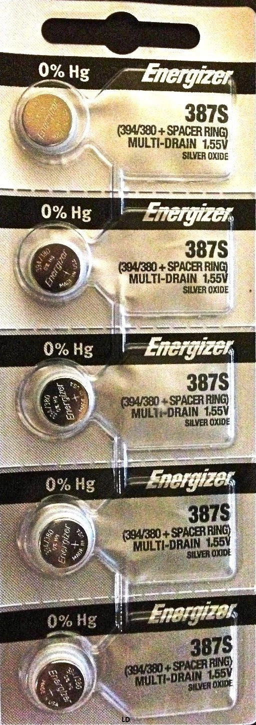 ENERGIZER 387S 394/380 + Spacer Ring Brand New Battery Authorized Seller