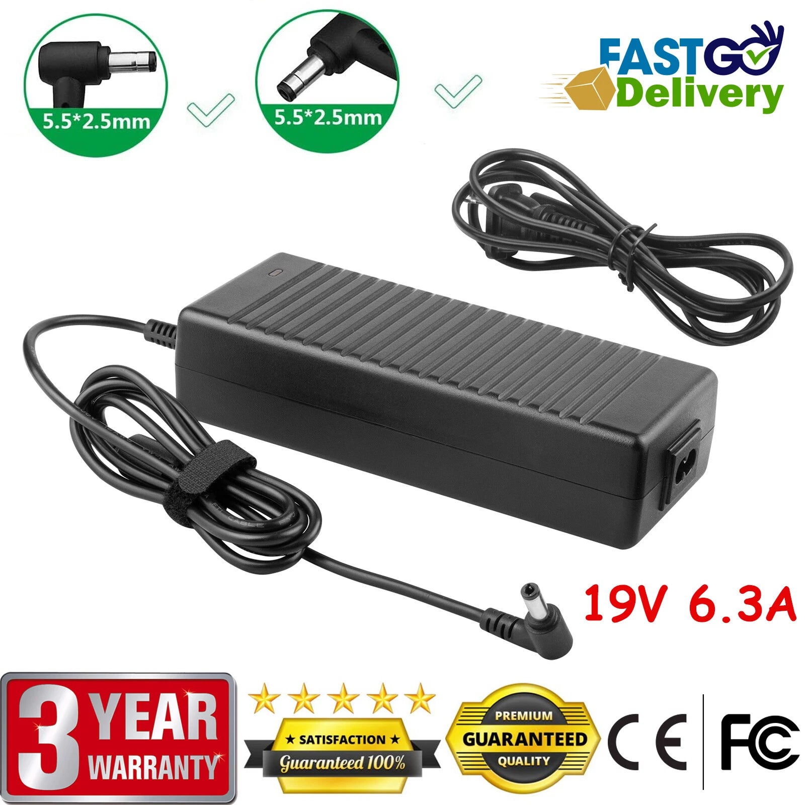 19V 6.32A 120W Laptop Adapter A15-120P1A Charger for Asus FX504 UX510UW N56J G50