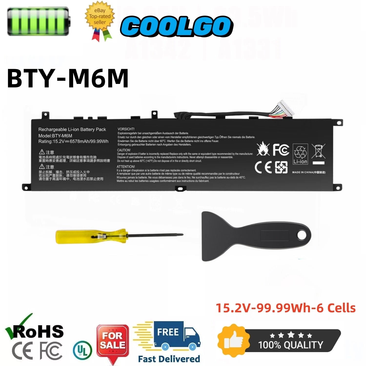 BTY-M6M Battery for MSI GS66 Stealth 10SF 10SFS 10SGS GE66 Raider 10SD 10SE GE76