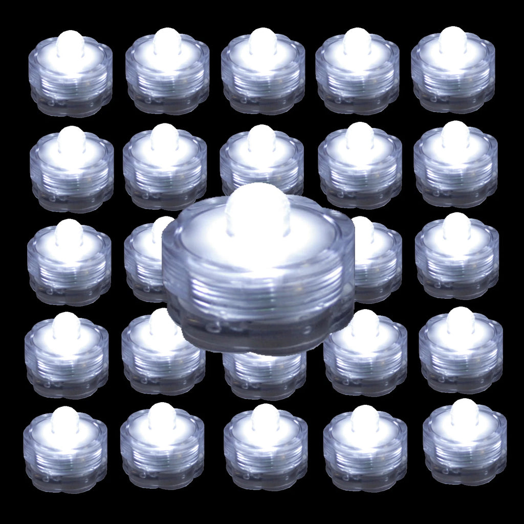 Submersible Waterproof Battery LED Tea Light ~ Wedding Decoration~WHITE~ 24 Pack