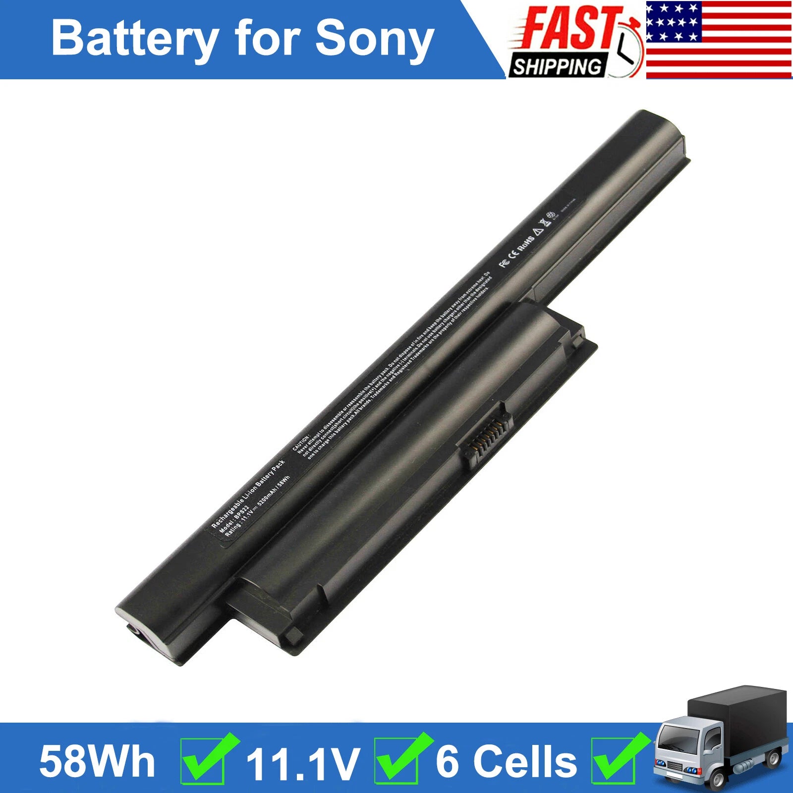 VGP-BPS22 Battery for Sony VPC-EA1 Series VGP-BPS22A VGP-BPL22 VGP-BPS22/A 58Wh