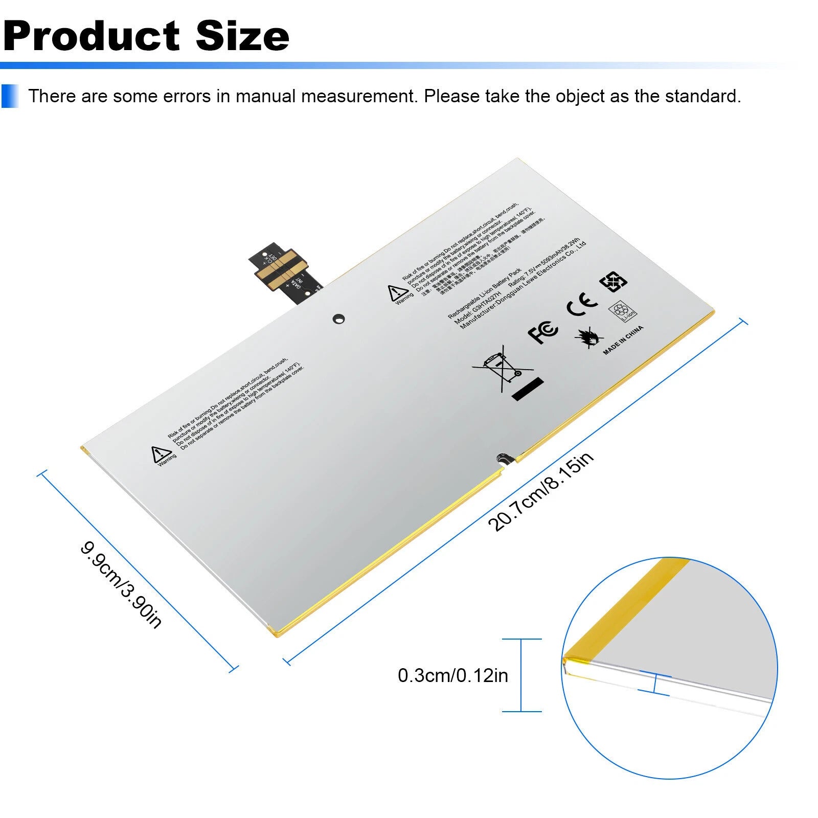 G3HTA027H Battery for Microsoft Surface Pro 4 1724 12.3" Tablet Core i5 DYNR01