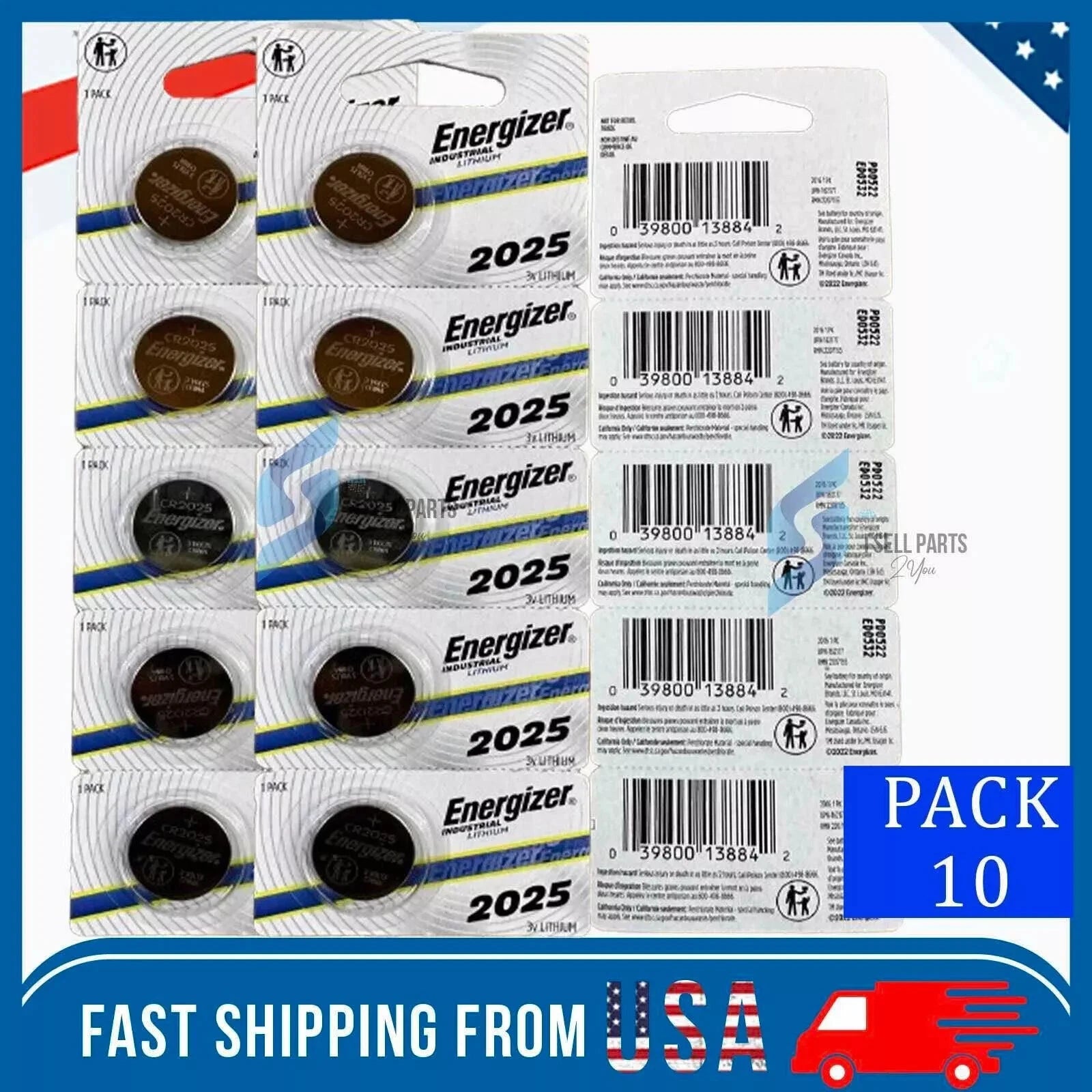 LOT 2-100 ENERGIZER 3V LITHIUM BATTERY CR2025 2025 BR2025 DL2025 Button Cell