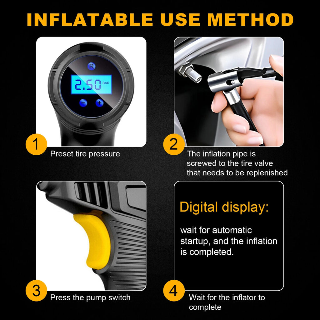 Car Air Tire Pump Inflator Compressor Digital Electric Auto Portable 150PSI 12V