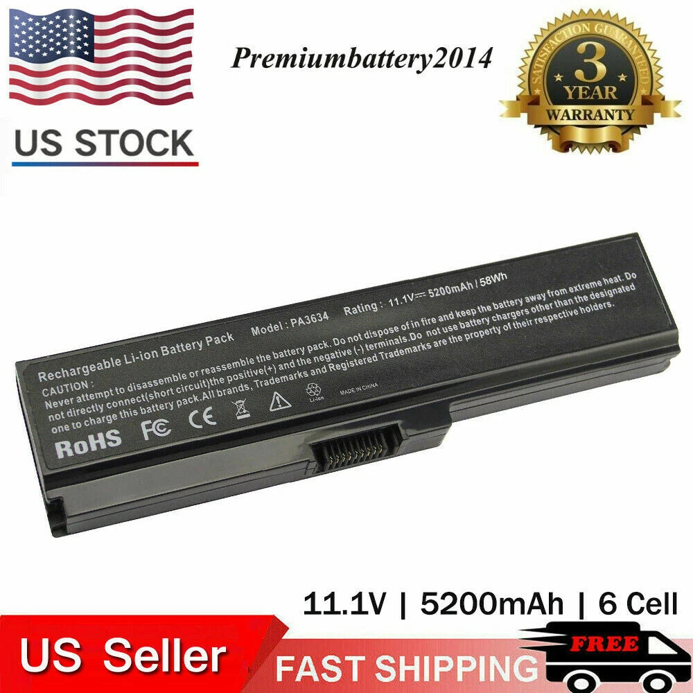 6Cell Battery for TOSHIBA Satellite A655 C640 P755-S5120 PA3819U-1BRS PA3634 US