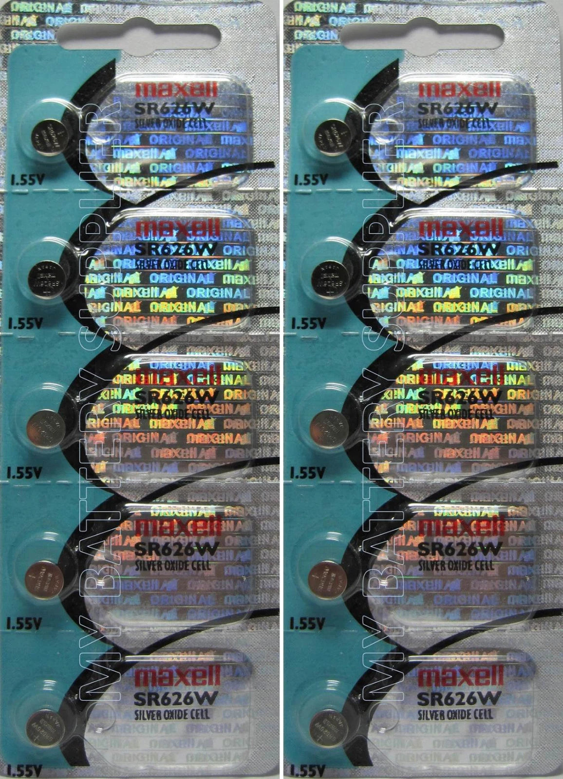 10 Maxell 376 - SR626W Button Cell Batteries