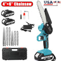 6"+4" Electric Mini Chainsaw Handheld Cordless Wood Cutter 2 Battery For Makita