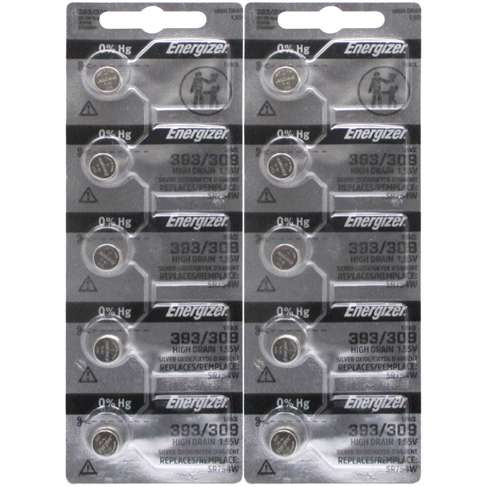393 / 309 Energizer Silver Oxide Watch / Electronic Battery 10 Pcs
