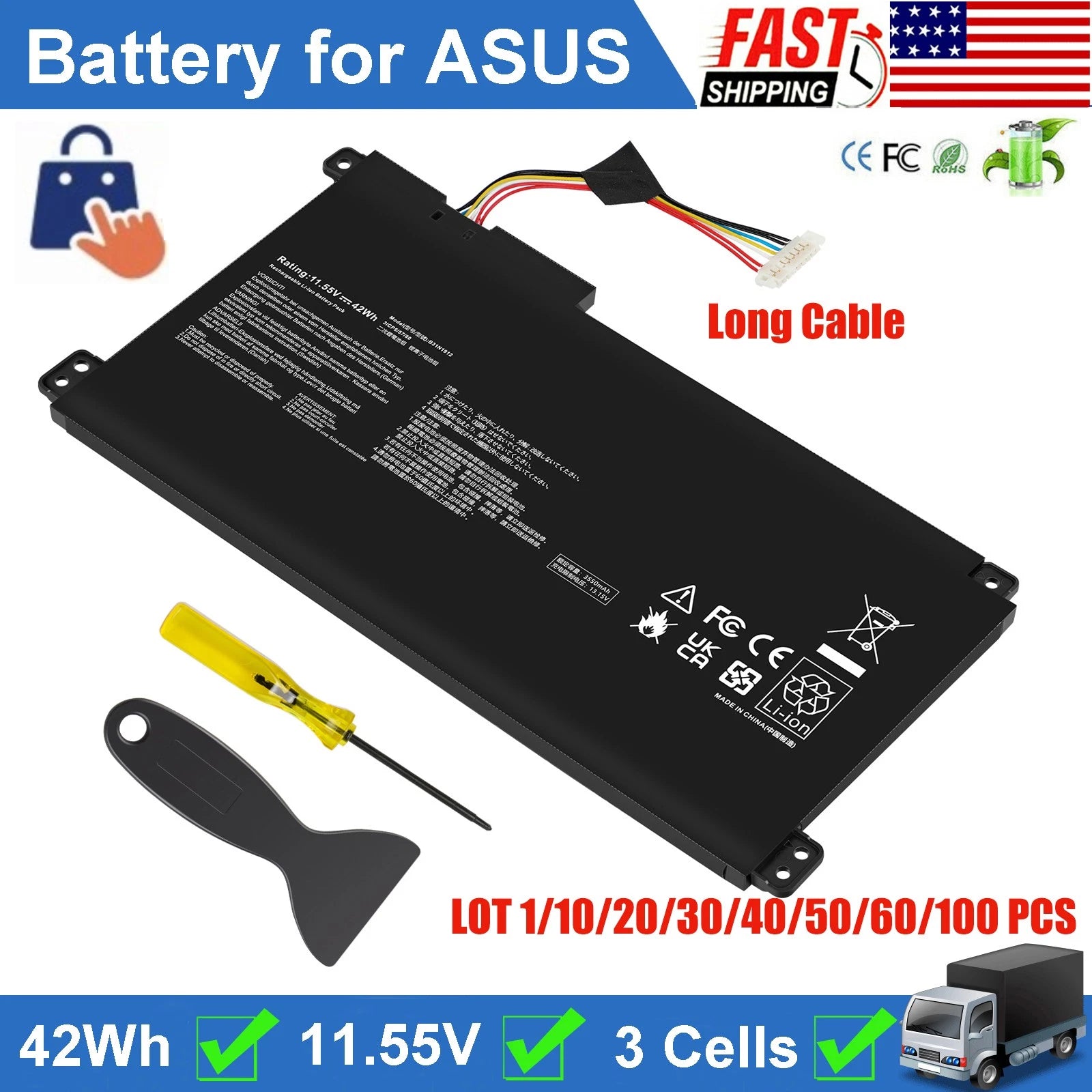 ?LOT BATTERY B31N1912 FOR ASUS VIVOBOOK 14 E410M E410MA E510M L410MA C31N1912 US