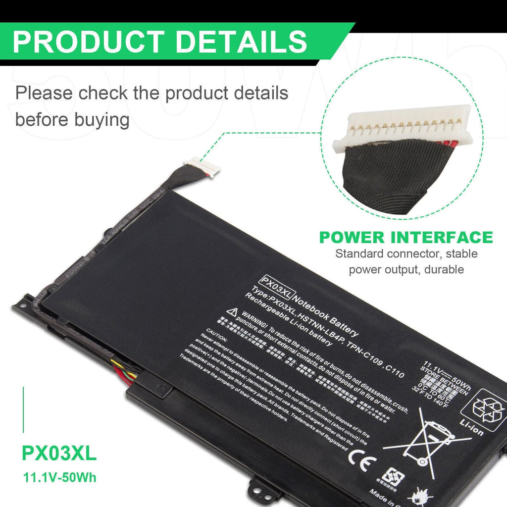 PX03XL Battery for HP Envy 14 Touchsmart 14-k M6-k Sleekbook 715050-001 TPN-C109