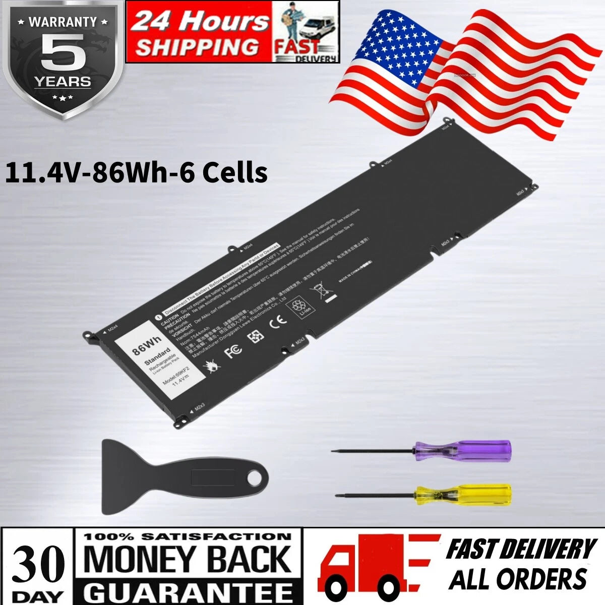 ?86Wh 69KF2 Battery For Dell Alienware M15 M17 R3 XPS 15 9500 8FCTC 70N2F 11.4V