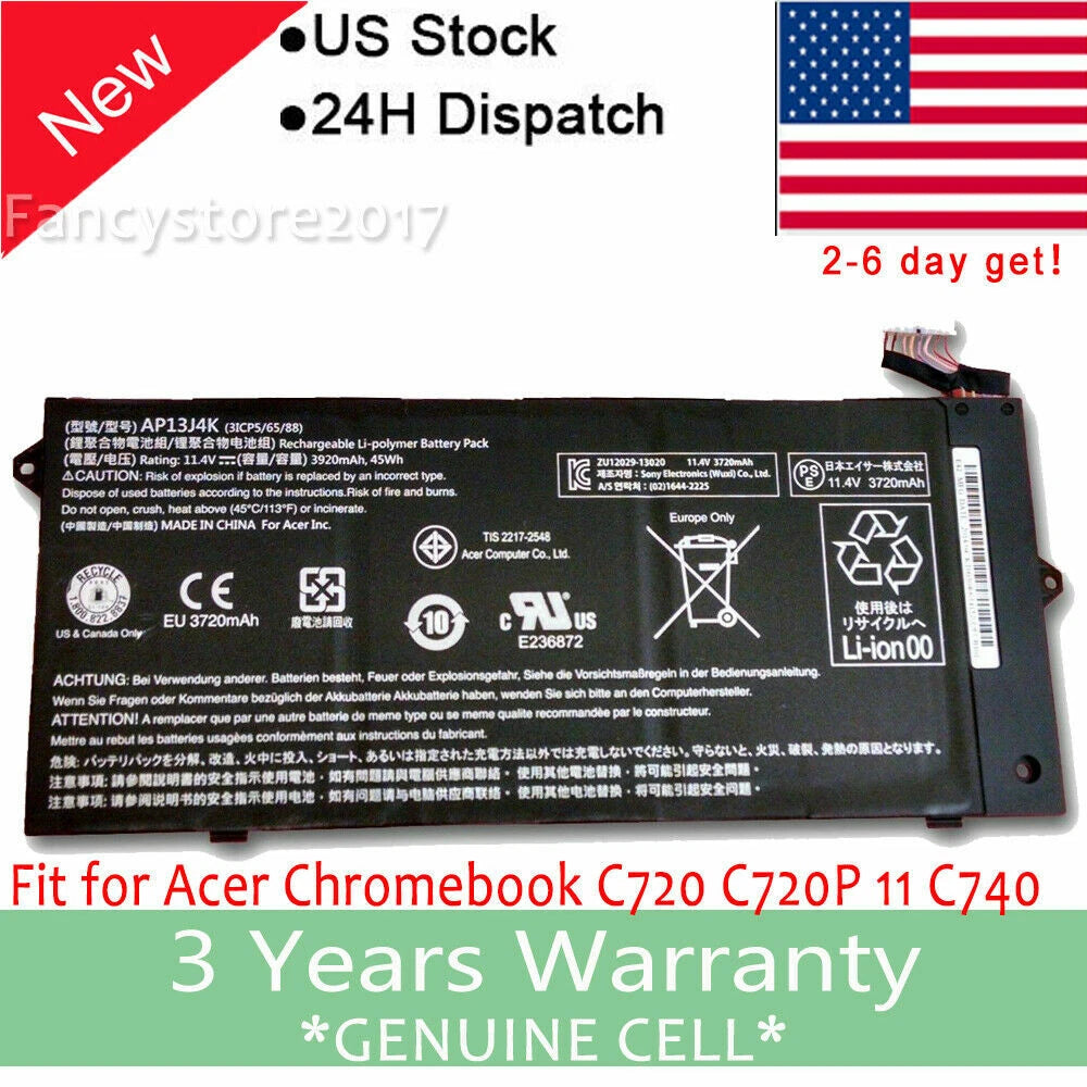 AP13J3K AP13J4K Battery for Acer Chromebook 11.6" C720 C740 C720-2848 CB3-431 F